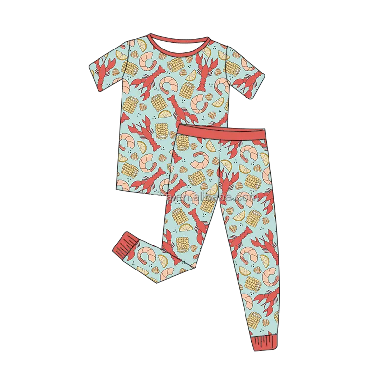 Sterlaarzen Patroon Pasgeboren Outfits Unisex 4e July Bamboe Pyjama Set Met Korte Mouwen Zachte Stof Boetiek Slaapkleding