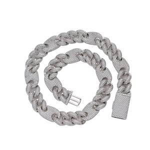 Latón chapado en oro real y Hip Hop Bling Full Zircon Iced Out 16mm Collar de cadena de Nariz de cerdo cubano para hombres - Product Image 2