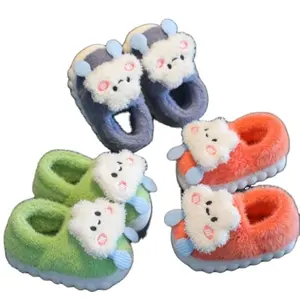 Sepatu katun anak-anak, sepatu katun musim gugur musim dingin anak laki-laki dan perempuan keluarga dalam ruangan tas anti-selip dengan sandal katun bayi mewah