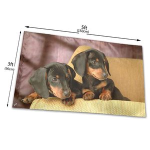 3 x5ft poliestere personalizzato doppio lato carino bassotto all'aperto bandiera Windward per la decorazione di interni all'aperto - Product Image 3