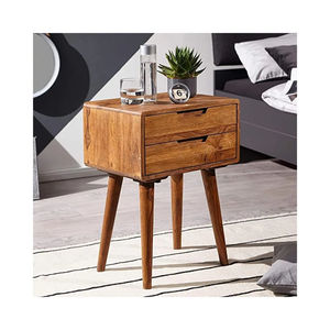 โต๊ะข้างเตียงทำด้วยมือเฟอร์นิเจอร์ห้องนอนทันสมัยพร้อมลิ้นชัก2ชั้นสีน้ำตาลสินค้าจำนวนมาก - Product Image 1