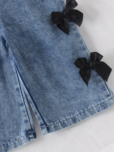 Completo alla Moda per Bambine, Stile Primaverile, Salopette in Denim Casual con Stampa per Bambini, Pantaloni Stampati alla Moda per Neonati - Product Image 6