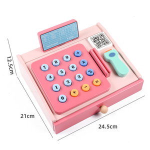 <span class=keywords><strong>Caisse</strong></span> <span class=keywords><strong>enregistreuse</strong></span> <span class=keywords><strong>en</strong></span> <span class=keywords><strong>bois</strong></span> avec scanner, jeu de simulation d'argent et de cartes, jeu cognitif numérique, caissier préscolaire, jouets d'imitation pour enfants, garçons et filles - Product Image 4