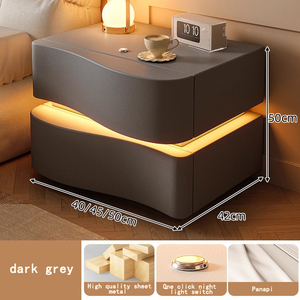 기술 중국 도매 LDE 라이트 화이트 블랙 정품 가죽 나무 침대 옆 보관 캐비닛 현대 침대 옆 캐비닛 - Product Image 6