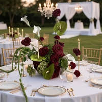 Arrangement floral de mariage de 30 cm, fleurs artificielles en soie, pivoine bordeaux, hortensia vert, centre de table pour décoration de table