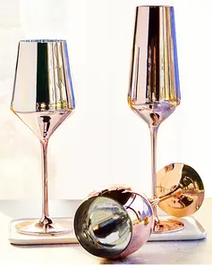 ローズゴールドワイングラスカップ電気メッキクリスタルゴブレットワインカップクリエイティブラグジュアリーハイステムシャンパンフルート