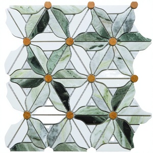 Mosaïque <span class=keywords><strong>de</strong></span> verre moderne à motif floral en <span class=keywords><strong>parquet</strong></span> découpé au jet d'eau pour crédence <span class=keywords><strong>de</strong></span> cuisine, mur <span class=keywords><strong>de</strong></span> salle <span class=keywords><strong>de</strong></span> bain, décoration intérieure/extérieure - Product Image 3