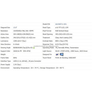 AA150XT11-DE1 15.0 inch Industrial LCD Display for Control Monitoring System Original In Stock - Product Image 4