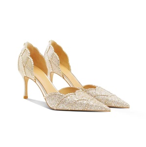 Glitter rhinestone hollow pointed stiletto heels elegant wedding bridal high heel sandals women formal party <b>shoes</b> - Product Image 2