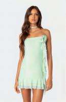Robe Courte Femme Chic et Élégante en Mousseline de Soie avec Corsage, Volants et Empiècements, Idéale pour les Vacances, le Bureau ou les Soirées Décontractées