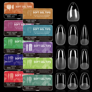 550 faux ongles en gel souple ABS, style stiletto français, pour extension et manucure - Product Image 1