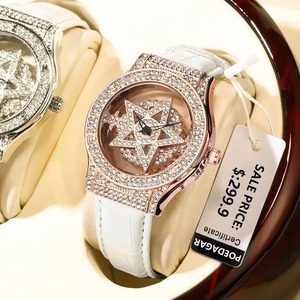 Reloj de Pulsera de Lujo con Correa de Cuero y Diamantes para Mujer, Esfera Giratoria con Diseño de Cielo Estrellado, Reloj de Moda para Dama, Acero Inoxidable - Product Image 2
