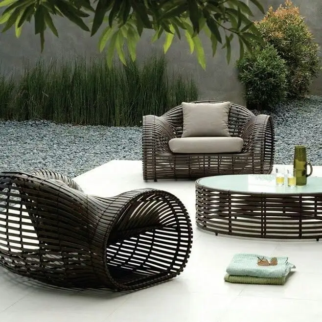 Hotel all'aperto tessuti A Mano patio mobili da giardino all-weather grigio rattan mobili in vimini divano set