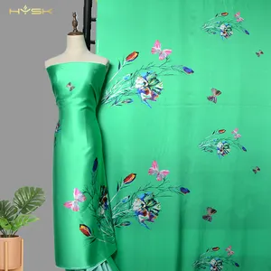 Supplying Breathable Custom Soft French Korean Feeling Vietnam Raw Natural Pure 100% Silk Fabric satin with Floral Printing