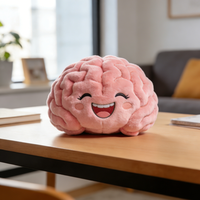 Peluche personnalisée en forme de cerveau rose de dessin animé, adorable peluche de dessin animé, poupée d'accompagnement, cadeaux de poupée de guérison, vente directe d'usine, vente en gros