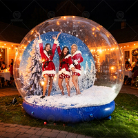 Dôme gonflable transparent pour cabine photo de Noël, maison à bulles avec trampoline et décorations d'Halloween