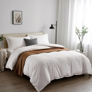 Parure de lit hôtelière 4 pièces 100 % <span class=keywords><strong>coton</strong></span>, satin haute densité 60S, housse de couette blanche teinte réactivement, résistante aux plis, vente en gros - Product Image 3