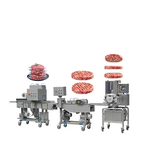 MINI Automatic Hamburger Patty Chicken Nuggets formed machine batter and Breadcrumbs machine 3-in-1 Process Line