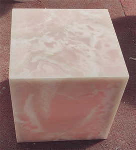 เฟอร์นิเจอร์ห้องนั่งเล่นยุคใหม่ UnionStone โต๊ะข้างสี่เหลี่ยมหินออนิกซ์สีชมพู โต๊ะข้างหินอ่อนหรูหรา โต๊ะฐานหินอ่อนออนิกซ์ - Product Image 3
