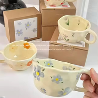 Tasses en céramique faites à la main cerise ours tasse en céramique faite à la main après-midi thé Cupsets tasse petite avec poignée