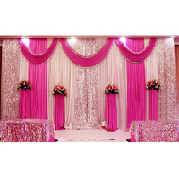 Vente chaude Décorations de scène de mariage Toile de fond Rideaux de fête avec draperie en tissu de soie pour mariage Anniversaire Événement