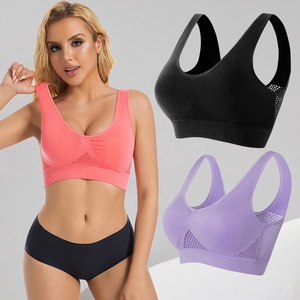 Soutiens-gorge <span class=keywords><strong>de</strong></span> sport sans couture <span class=keywords><strong>grande</strong></span> <span class=keywords><strong>taille</strong></span> anti-affaissement sans armatures pour yoga, entraînement et gym, sous-vêtements 6XL, débardeurs dos nageur, soutien-gorge push-up - Product Image 1
