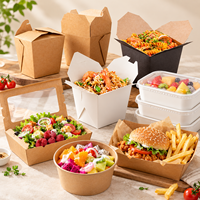 Bol à salade jetable en carton de qualité alimentaire, logo personnalisé imprimé, résistant à l'humidité, écologique, recyclable, pour la restauration rapide et les traiteurs