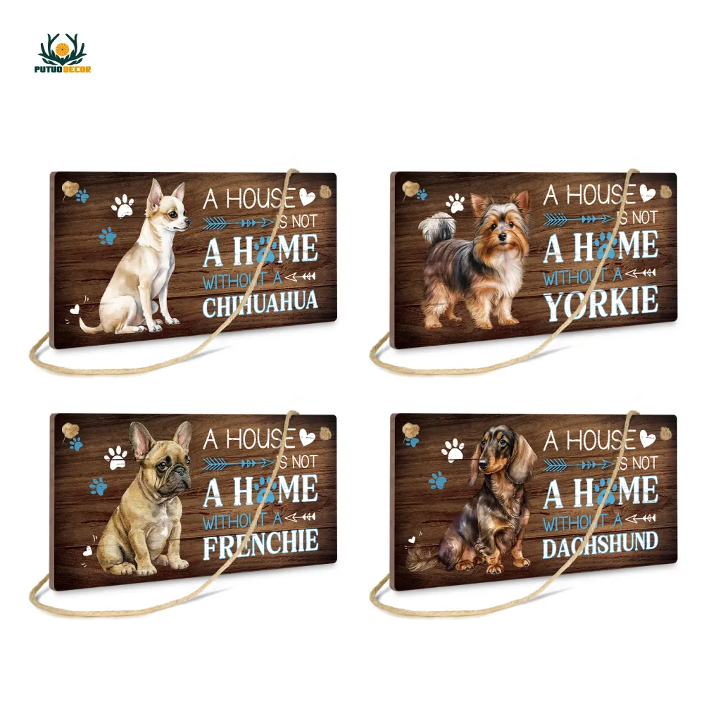 Putuo Decor Kat Hond Grappige Houten Hangende Muur Bord Huisdier Gebied Decor Schattig Geschenk Houten Bord