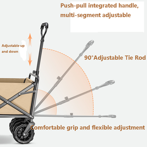 Carrito de Camping Plegable Multiusos para Jardín, Playa y Transporte, con Cuatro Ruedas de 8 Pulgadas, Color Negro y Caqui, Precio de Fábrica - Product Image 5