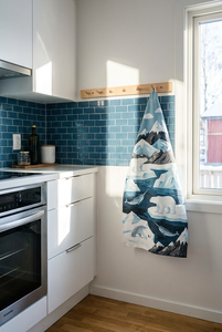 Essuie-tout de cuisine moderne en coton 100% motif abstrait iceberg et eau, bleu <span class=keywords><strong>glacier</strong></span> arctique, 40x60cm - Product Image 4