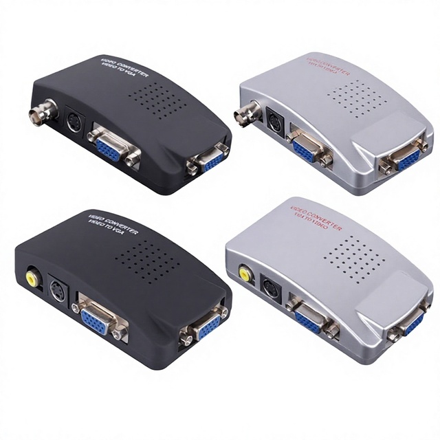 AV to VGA and VGA to AV Converter with RCA to Monitor Adapter Cable Made in China