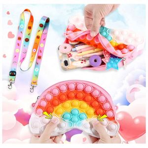 Children's Cute <b>Mini</b> Rainbow Tie Dye Zip Keychain Avocado Coin Purse Silicon Scented Pop Coin Purse-Novelty & Gag Toys - Product Image 1