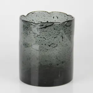 Benutzer definierte handgemachte dunkelschwarz grau gefärbte recycelte Vintage Bubble Glass Zylinder vasen