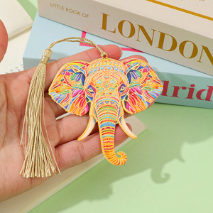 Segnalibro in Lega Smaltata Stile Esotico con Elefante, Vintage <span class=keywords><strong>Etnico</strong></span> Colorato Mandala, con Nappe Dorate - Product Image 2