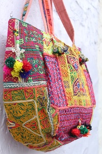 Ethnic Modern Style Banjara <b>Bag</b> - Handmade Indian Tribal <b>Patchwork</b> Tote with Mirror Work Anniversary Gift for Her - Product Image 3