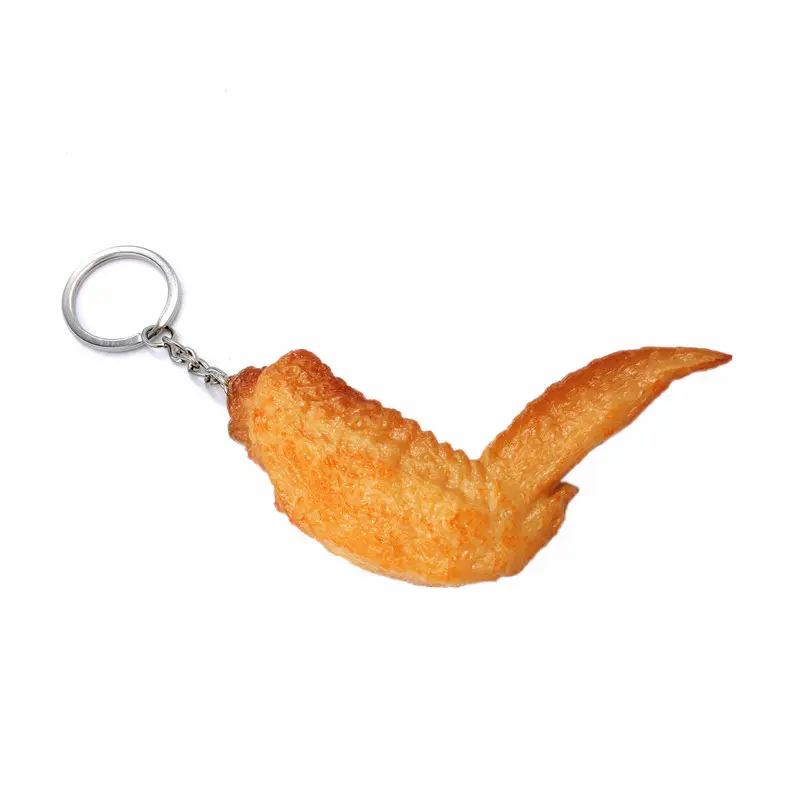 Thực phẩm giả chiên cánh gà hiển thị mặt dây chuyền mô phỏng gà Nugget đùi mô hình Keychain