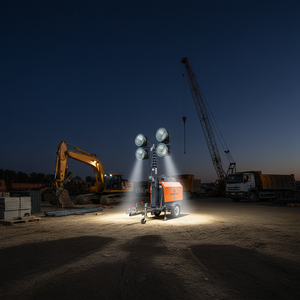 Torres de Iluminación Móviles LED con <span class=keywords><strong>Remolque</strong></span>, 5m, 7m, 9m, Generador Diésel, Iluminación Industrial para Obras - Product Image 1