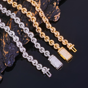 Manufacture Custom Moissanite Fine Luxury <b>Copper</b> Bracelets 8mm Chain Link Fine Jewelry Women Men Hop Bracelets - Product Image 6