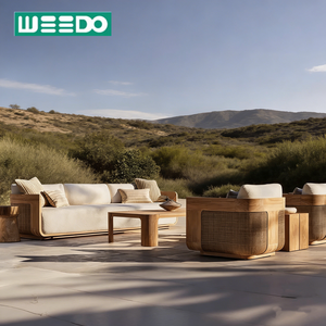 Set Divano da Esterno in <span class=keywords><strong>Legno</strong></span> Teak Moderno - Impermeabile, Protezione UV, Durevole per <span class=keywords><strong>Giardino</strong></span>, Cortile, Soggiorno e Patio - Product Image 1