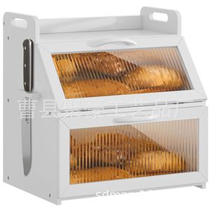 Boîte à pain en bambou avec couvercle en verre, grande capacité de rangement pour les produits de boulangerie et les collations - Product Image 3