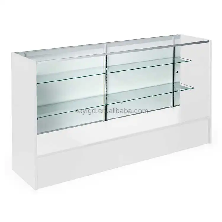 Height Adjustable Glass Shelf Furniture Counter Jewelry Glass Display Showcase
