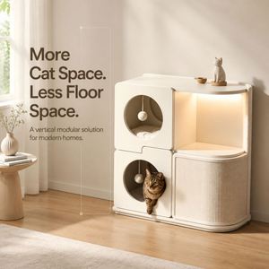 Mesa Auxiliar Modular Multinivel para Gatos, Mueble Compartido para Humanos y Mascotas con Luz Ambiental LED y Panel Rascador - Product Image 1