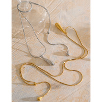 JINYOU 8068 Collier tendance en acier inoxydable plaqué or PVD, longue chaîne serpent pour pull