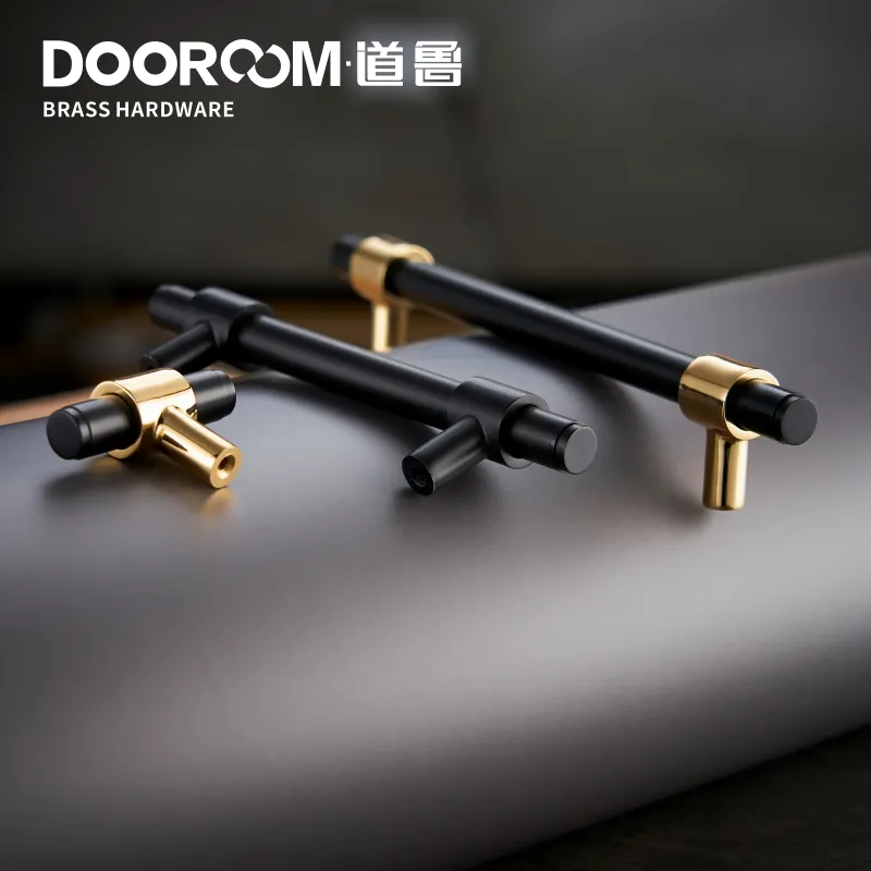 Dooroom — poignée de meuble en laiton au design nordique moderne, disponible en noir et en jaune or, idéale pour tiroir, porte, placard de cuisine, commode ou garde-robe