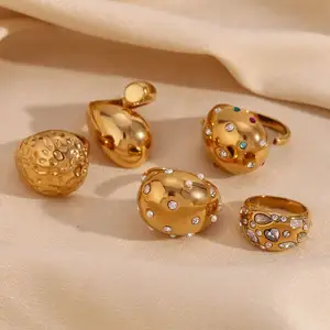 Anelli di gioielli di moda anello a goccia d'acqua in acciaio inossidabile placcato oro 18 carati per le donne