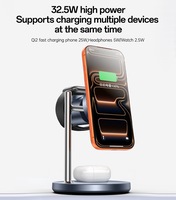 Chargeur sans fil magnétique de bureau 3 en 1 Yesido 25W à charge rapide, refroidissement par turbine, support de téléphone de charge DS40