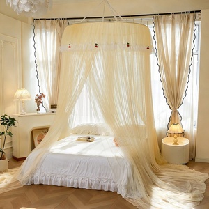 Zanzariera in poliestere di lusso leggero, stile francese, ispirata alle principesse, con baldacchino pieghevole a soffitto, design a <span class=keywords><strong>rete</strong></span> densa - Product Image 3