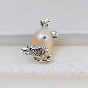 Colgante de Plata 925 Hecho a Mano con Perla Barroca y Base Vacía Exótica en Forma de Pájaro Pequeño para Mujer, Accesorio DIY - Product Image 4