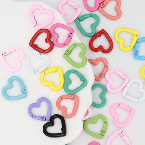 Yeni stil renkli aşk çinko alaşım bahar toka kalp şeklinde açılış bahar bobin anahtarlık DIY takı el yapımı aksesuarları - Product Image 6