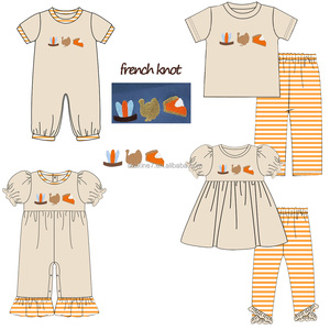 Fournisseur d'or, faible MOQ, ensemble de vêtements <span class=keywords><strong>pour</strong></span> filles avec motif nœud <span class=keywords><strong>français</strong></span> <span class=keywords><strong>pour</strong></span> Thanksgiving - Product Image 1